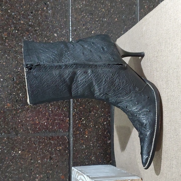 BLACK BOOTS COWGIRL GRETA BY ARANGO WESTERN POINTED TOE OSTRICH BOTAS - Picture 5 of 14